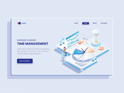 业务时间管理等距概念 Langding 页(Business Time Management Isometric Concept Langding Page)