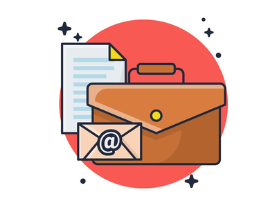 带邮件的商务包和文件(Business Bag and Document with Mail)