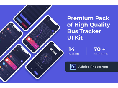 适用于 Photoshop 的在线巴士跟踪移动应用程序(Online Bus Tracking Mobile App for Photoshop)