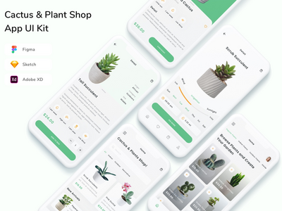 仙人掌和植物商店应用程序 UI 套件(Cactus & Plant Shop App UI Kit)