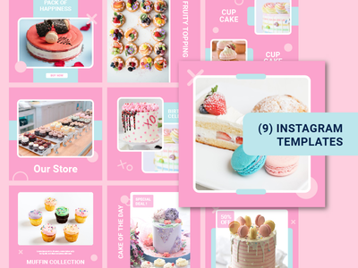 粉红色可爱少女 Instagram 社交媒体模板(Pink Cute girly Instagram Social Media Template)
