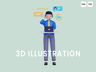 24 小时服务 3D 插图(24 Hour service 3D Illustration)