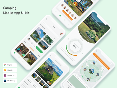 露营移动应用程序 UI 套件(Camping Mobile App UI Kit)
