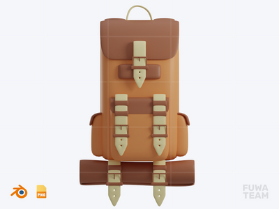 露营背包 - 3D 露营插图包（正面）(Camping Backpack - 3D Camping Illustration Pack (front))