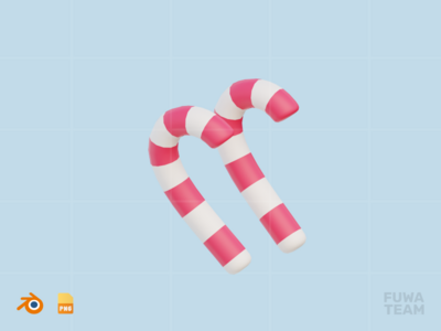 糖果手杖 - 3D 冬季插图(Candy Cane - 3D Winter Illustration)