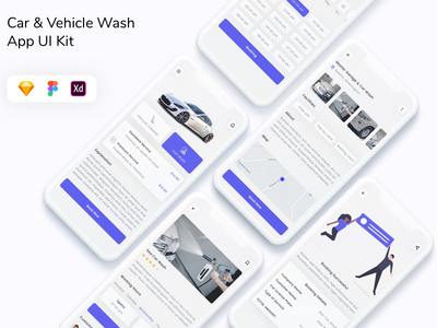 洗车应用程序 UI 套件(Car & Vehicle Wash App UI Kit)