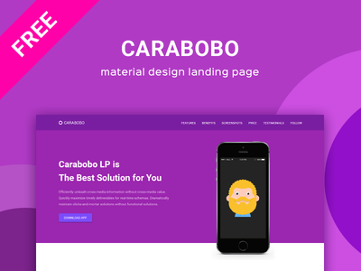 Carabobo - 材料设计登陆页面(Carabobo - Material Design Landing Page)