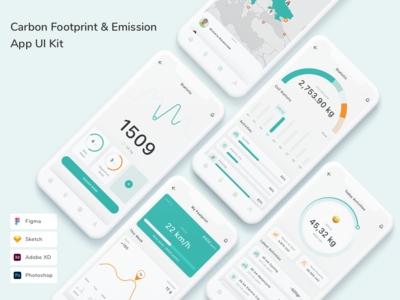 碳足迹和排放应用程序 UI 套件(Carbon Footprint & Emission App UI Kit)
