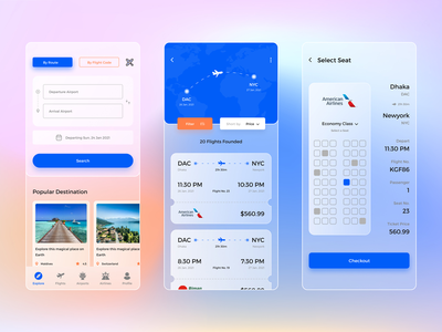 Flight Tracker Glassmorphism 应用程序(Flight Tracker Glassmorphism App)