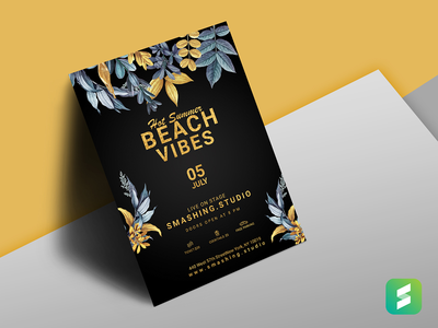 海滩氛围派对传单模板(Beach Vibes Party Flyer Template)