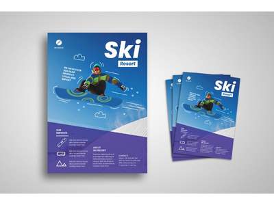 滑雪场冬季传单模板(Flyer Template Ski Resort Winter)