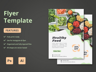 健康食品传单模板(Healthy Food Flyer Template)