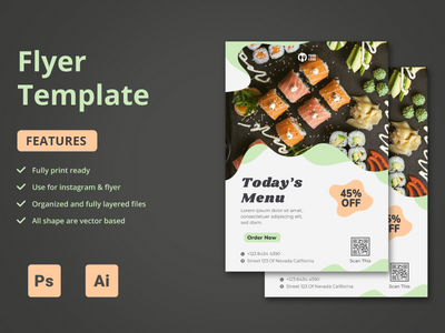 健康食品传单模板(Healthy Food Flyer Template)