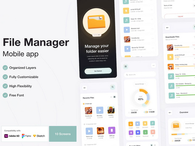 文件管理器移动应用程序 UI 套件(File Manager Mobile App UI Kit)