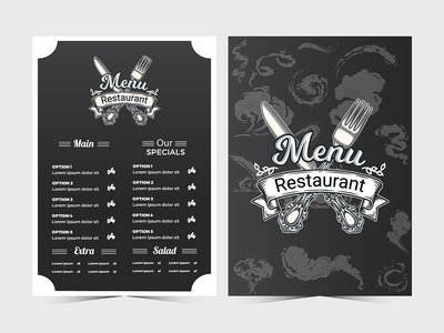 带有白色的食物菜单宣传册模板(Food Menu Brochure Template with white colors)