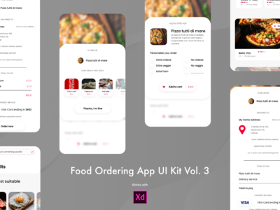 食品订购应用程序 UI 套件卷。 3(Food Ordering App UI Kit Vol. 3)