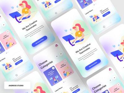 具有 XML 布局的学习管理系统 UI。(Learning management systems UI with the XML layout.)