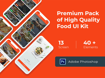 用于 Photoshop 的食物烹饪食谱 UI 套件(Food Cooking Recipes UI KIT for Photoshop)