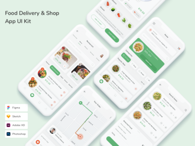 送餐和商店应用程序 UI 套件(Food Delivery & Shop App UI Kit)