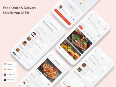 食品订购和交付移动应用程序 UI 套件(Food Order & Delivery Mobile App UI Kit)