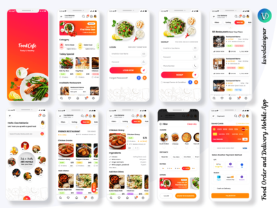 食品订购和交付移动应用程序 UI 套件(Food Order and Delivery Mobile App UI Kit)