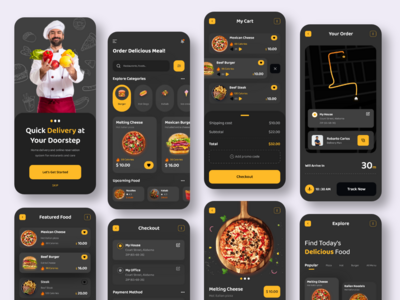 餐厅流动应用程式（深色版）(Restaurant Mobile Application (Dark Version))