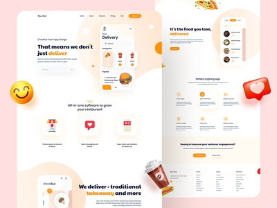 食品应用登陆页面设计。(Food app landing page design.)