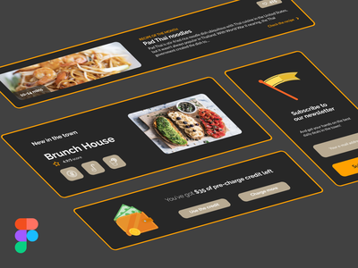 食品订购 UI 组件深色主题(Food Ordering UI Components Dark Theme)