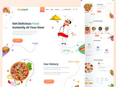 FoodCourt - 送餐登陆页面。(FoodCourt - Food delivery landing page.)
