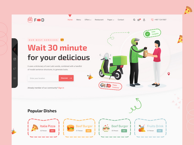 外卖登陆页面设计(Food Delivery Landing Page Design)