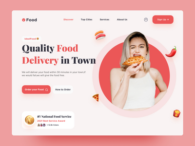 食品配送网页标题设计(Food Delivery Web Header Design)