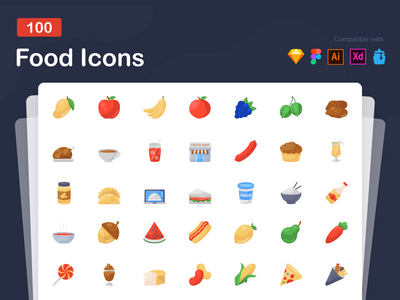 食物平面图标包(Pack of Food Flat Icons)