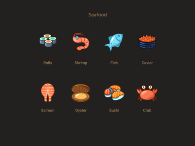 海鲜图标(Seafood icons)