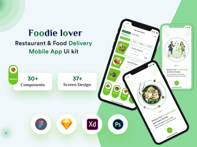 美食爱好者 - 餐厅和食品配送移动应用程序 UI 套件(Foodie lover - Restaurant and Food Delivery Mobile App UI kit)