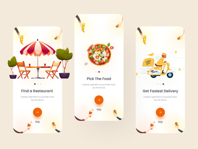 Foodko 送餐应用程序 - 入职屏幕(Foodko Food Delivery App - Onboarding Screens)