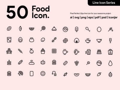 Kawaicon - 50 食品线图标(Kawaicon - 50 Food Line Icon)