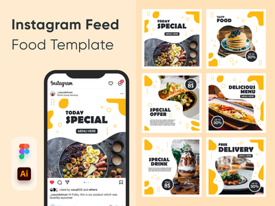 社交媒体 Instagram 饲料食物模板(Social Media Instagram Feed Food Template)