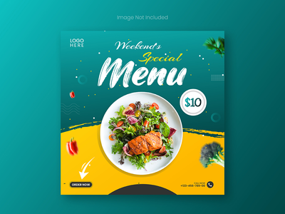 食品社交媒体推广和 Instagram 横幅帖子设计模板(Food Social Media Promotion and Instagram Banner Post Design Template)