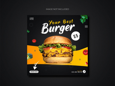 食品社交媒体推广和 Instagram 横幅帖子设计模板(Food Social Media Promotion and Instagram Banner Post Design Template)