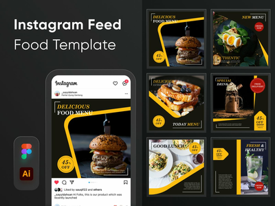 社交媒体 Instagram 饲料食物模板(Social Media Instagram Feed Food Template)