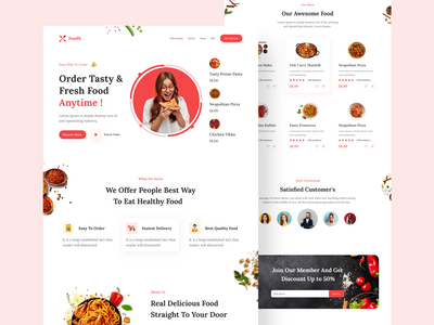 FoodX - 送餐登陆页面(FoodX - Food Delivery Landing Page)