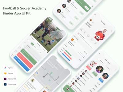 Football & Soccer Academy Finder 应用程序 UI 套件(Football & Soccer Academy Finder App UI Kit)
