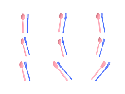 叉勺 3D 图标(Fork-Spoon 3D icon)