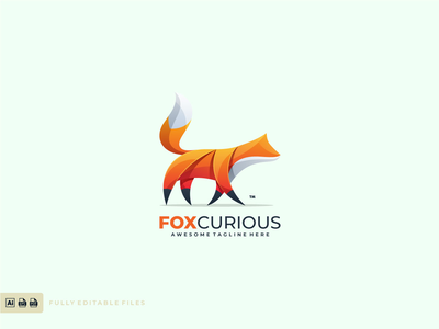 狐狸好奇的标志设计(Fox curious logo design)