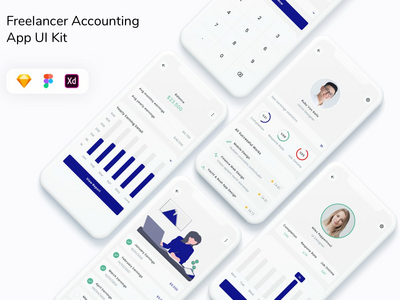 自由职业者会计应用程序 UI 套件(Freelancer Accounting App UI Kit)