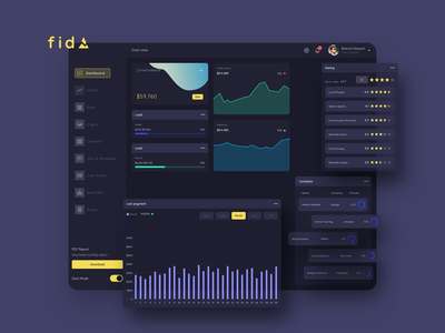 fidA 财务仪表板 UI Dark - FP(fidA Finance Dashboard Ui Dark - FP)
