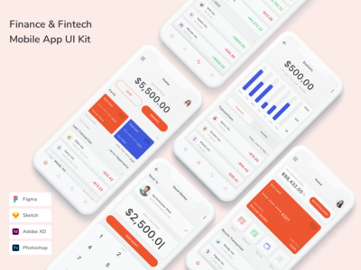 金融和金融科技移动应用程序 UI 套件(Finance & Fintech Mobile App UI Kit)