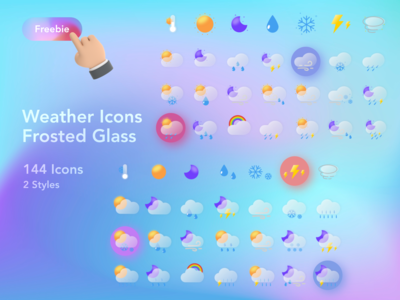 磨砂玻璃天气图标(Frosted Glass Weather Icons)