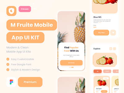 mfruit 移动应用程序 UI 套件模板应用程序(mfruit Mobile App Ui kits Template App)