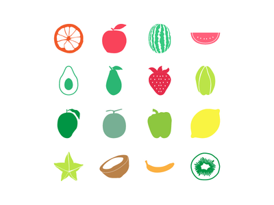 水果图标集矢量(Fruit icon set vector)